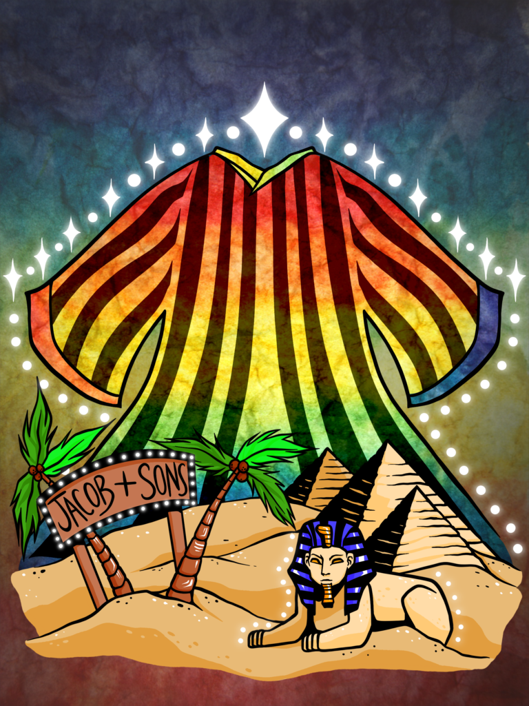 Catoctin High School 2023 Theatre Production "Joseph and the Amazing Technicolor Dreamcoat" Playbill Design by Sarah Burrier